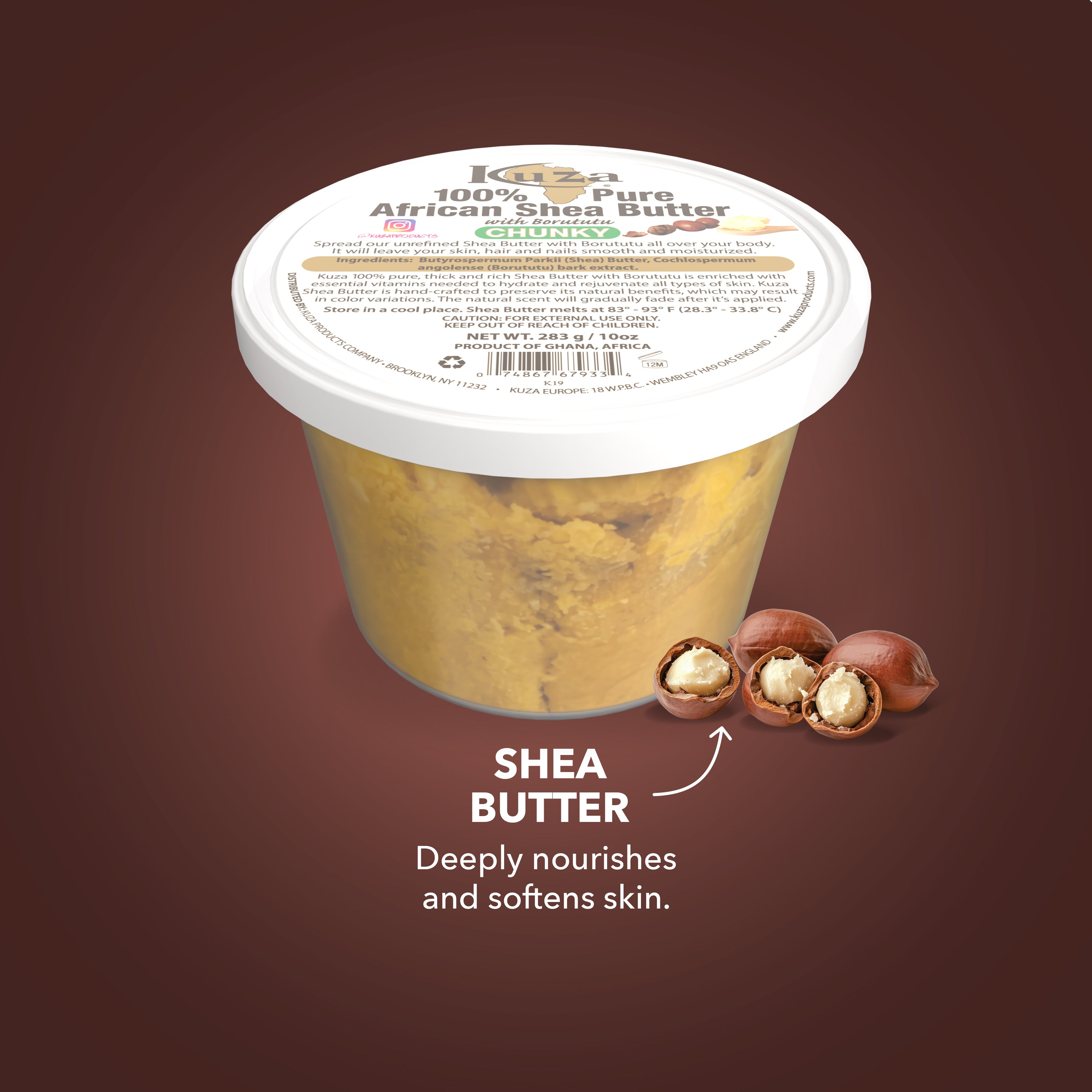 Kuza African Shea Butter burro corpo chunky yellow 283 g nutriente