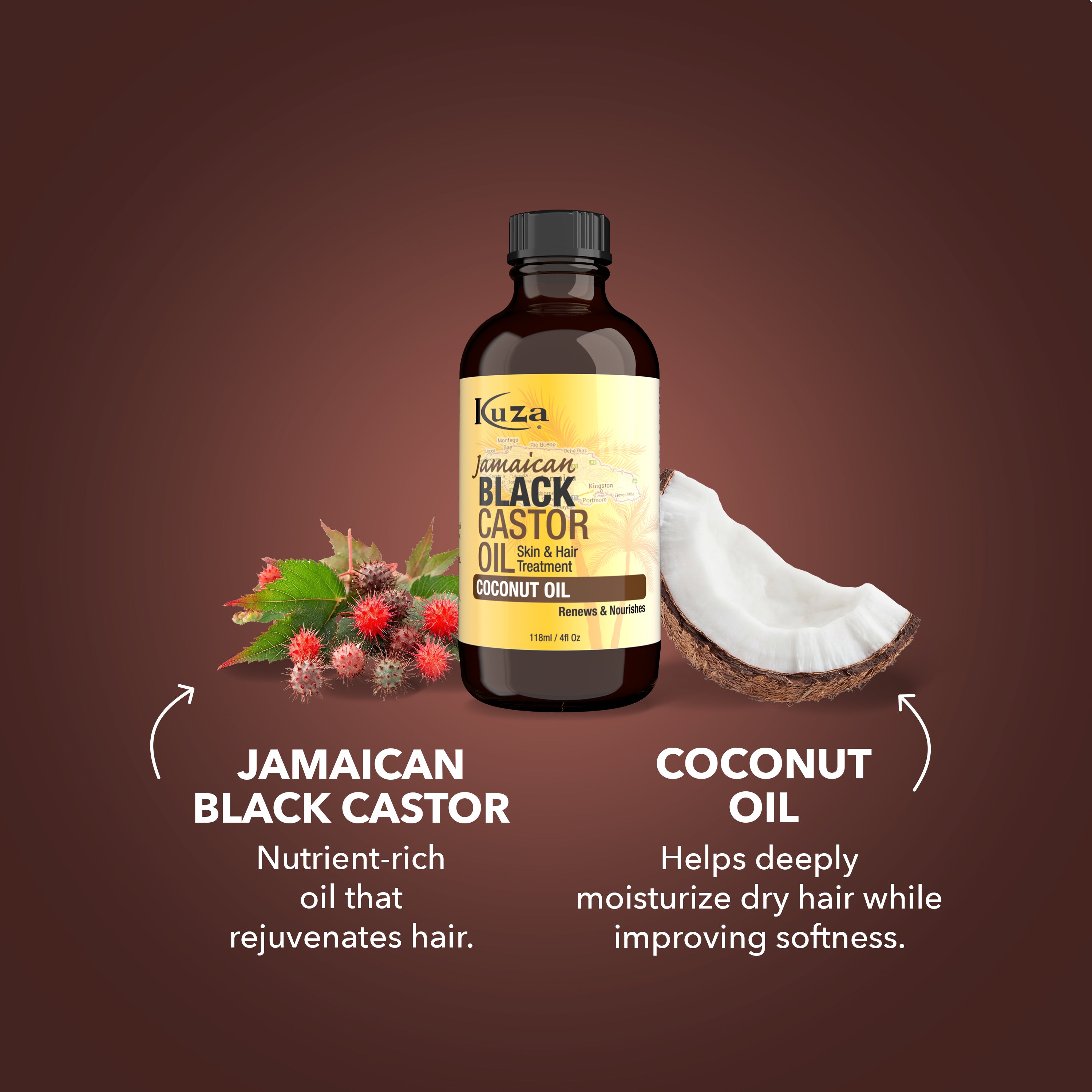 Kuza Jamaican Black Castor Oil olio cocco 118 ml nutriente