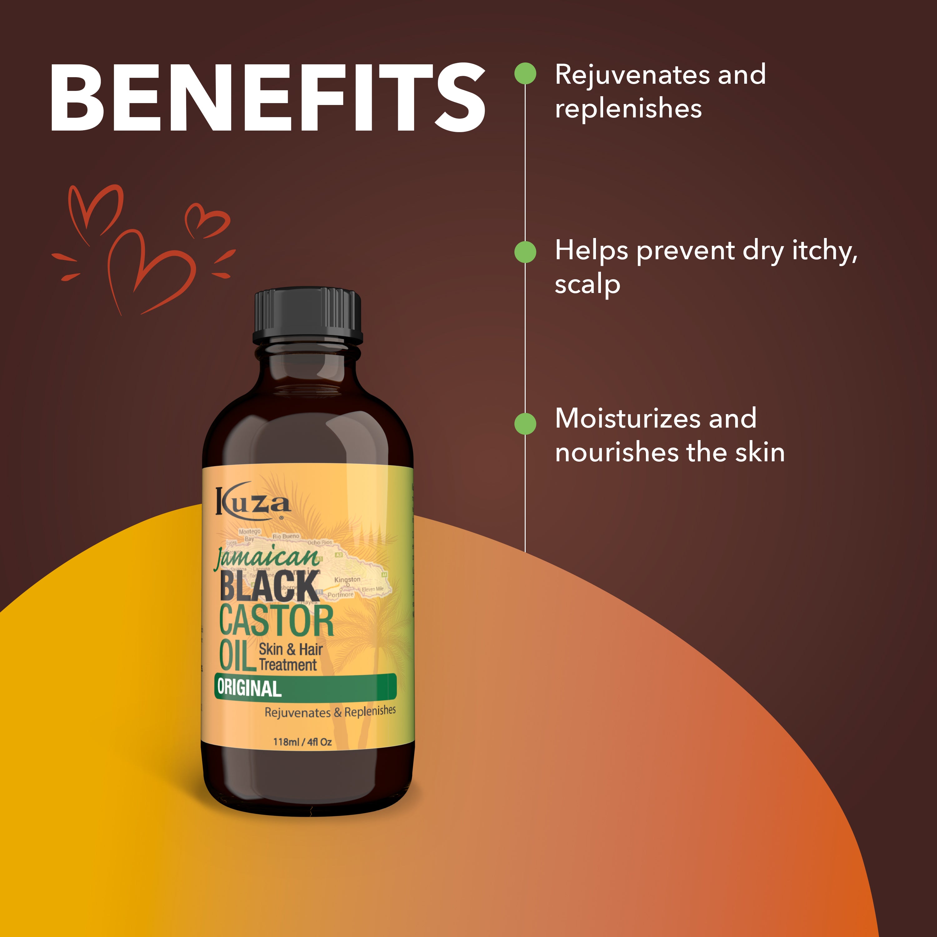 Kuza Jamaican Black Castor Oil olio 4 oz originale