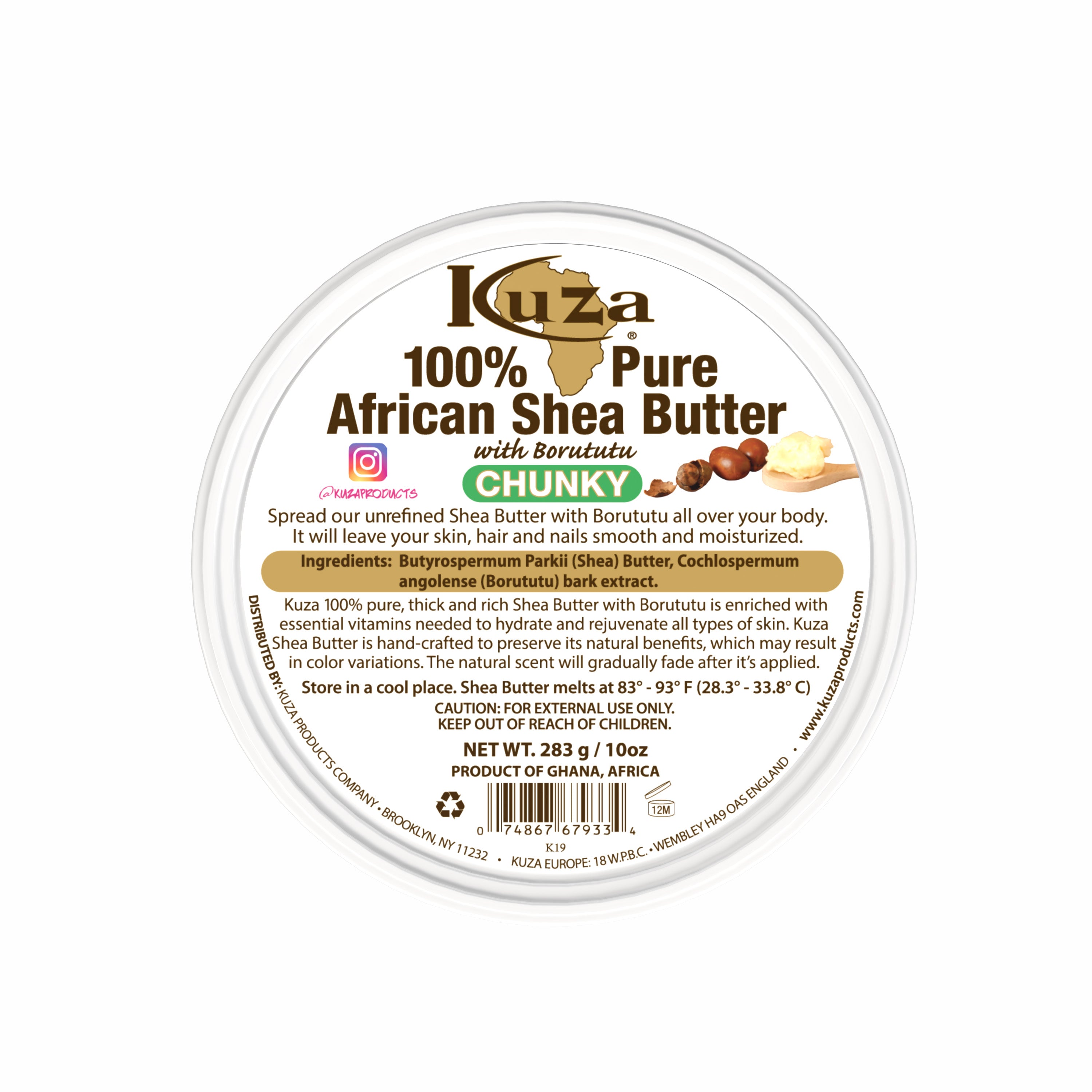 Kuza African Shea Butter burro corpo chunky yellow 283 g nutriente