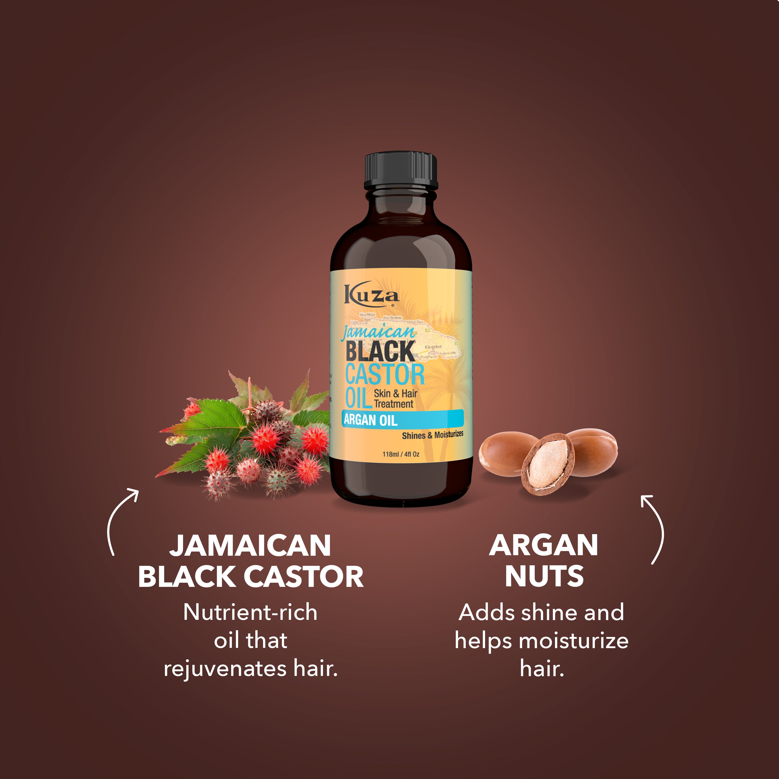 Kuza Jamaican Black Castor Oil Treatment olio capelli argan 118 ml anticrespo