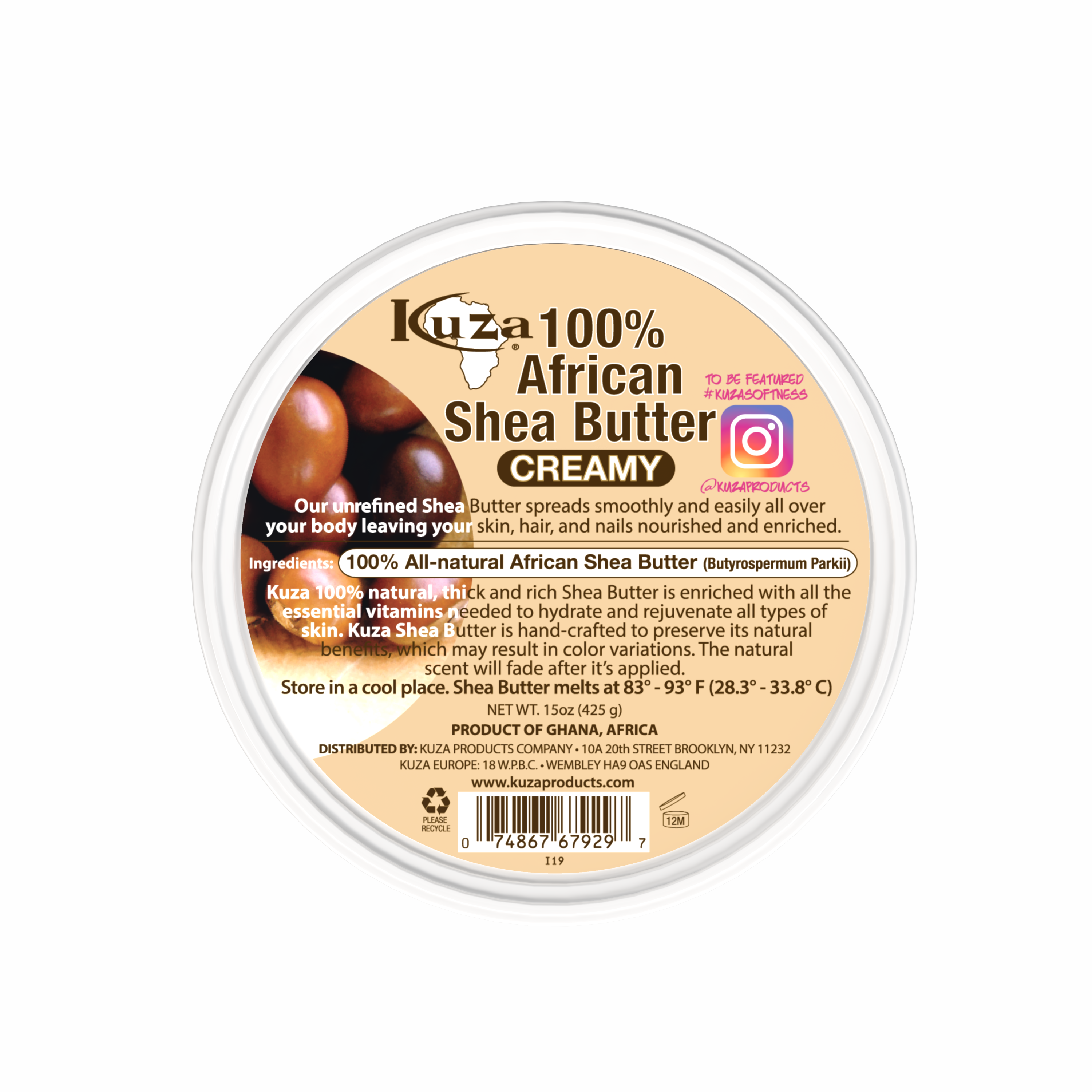 Kuza African Shea Butter burro bianco 425 g nutriente