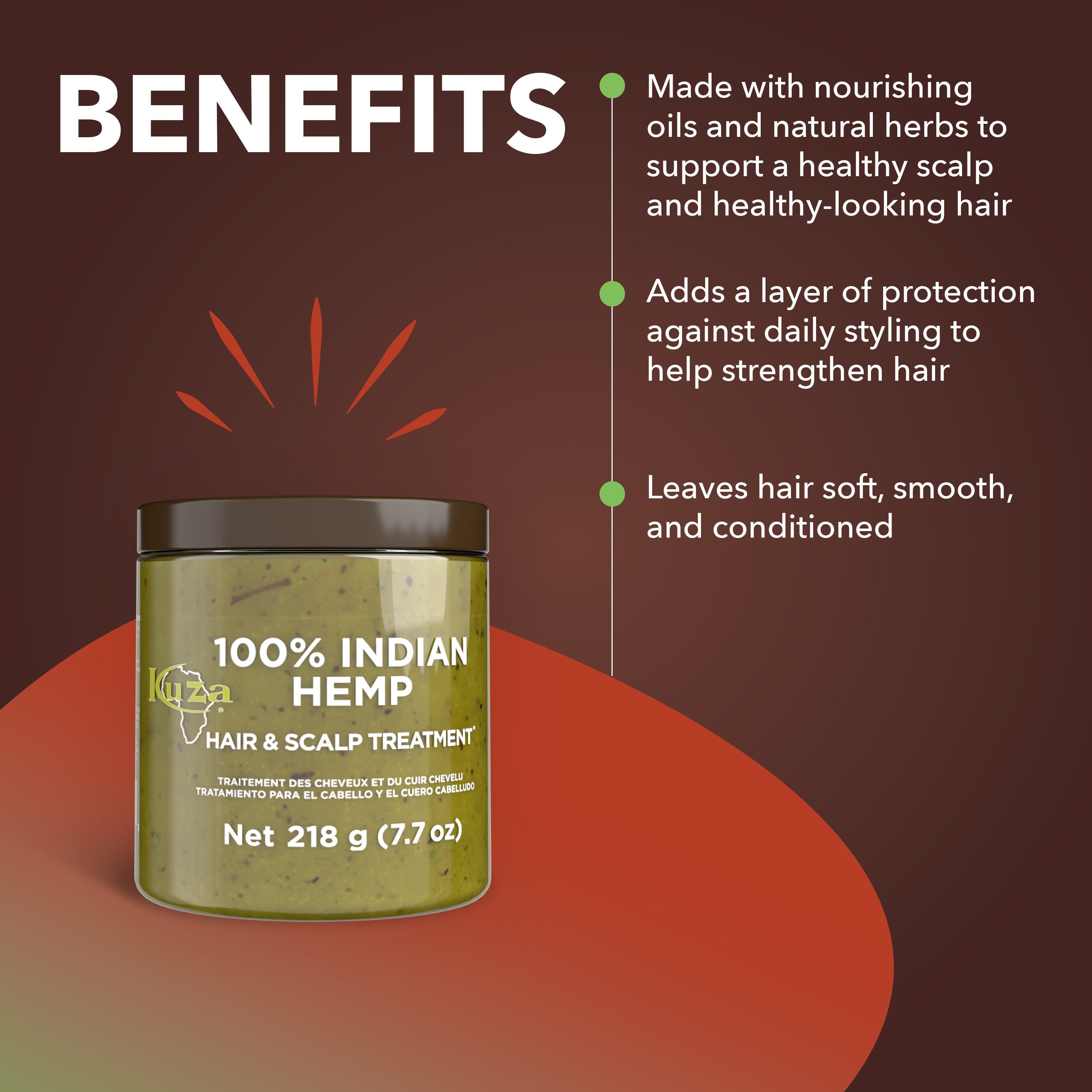 Kuza Indian Hemp 100% trattamento capelli 218 g ammorbidente