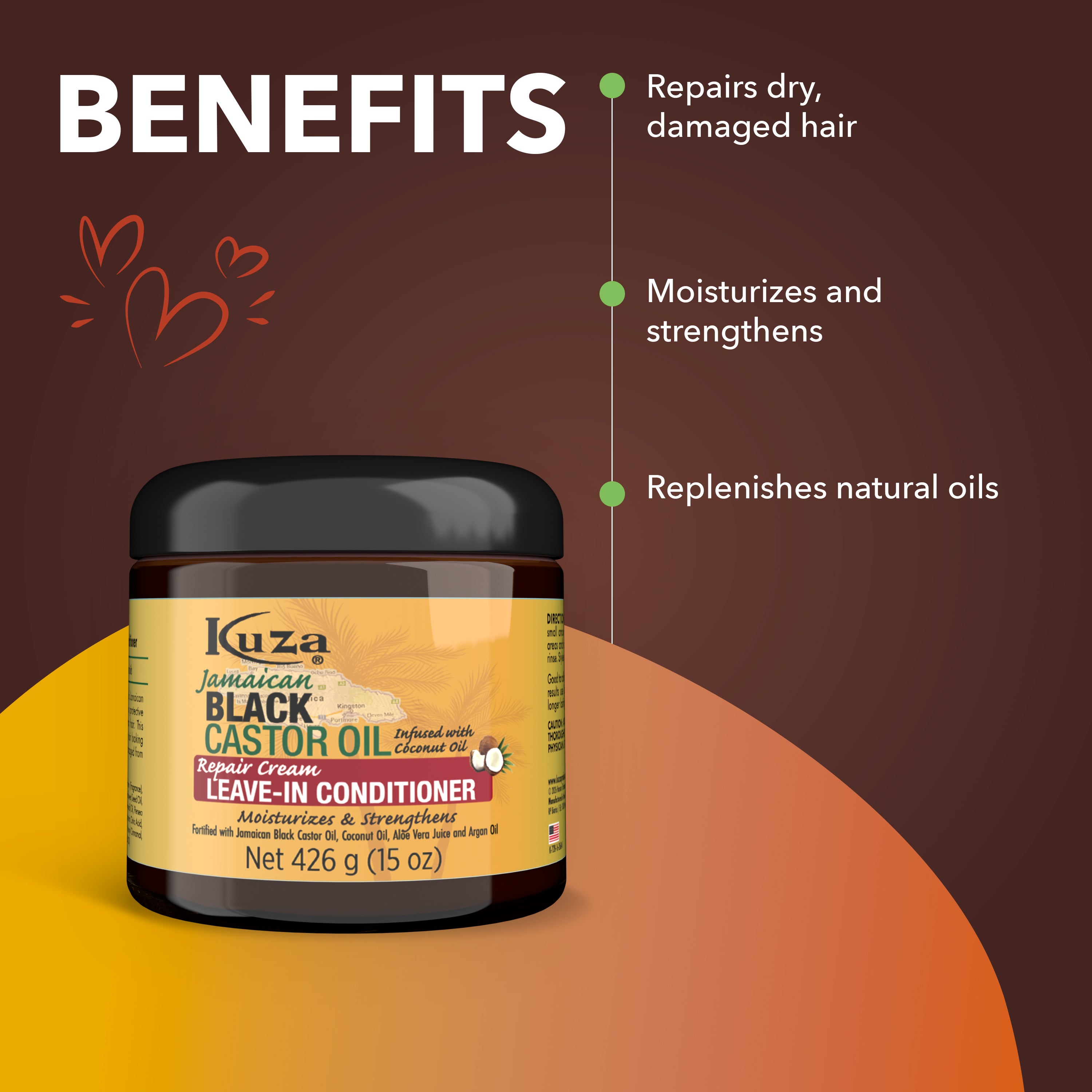 Kuza Jamaican Black Castor Oil balsamo leave-in 15 oz