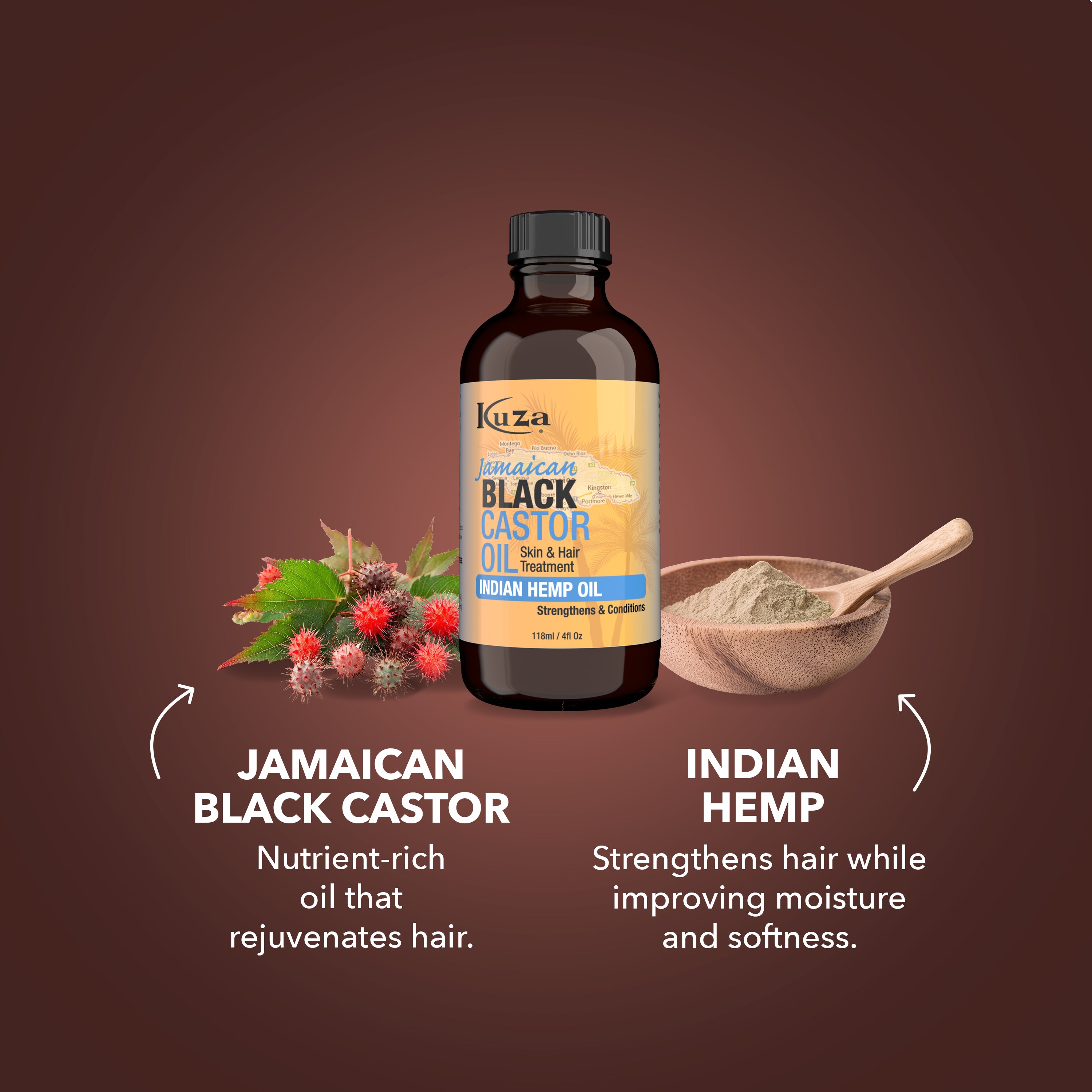 Kuza Jamaican Black Castor Oil Indian Hemp olio capelli 118 ml rinforzante