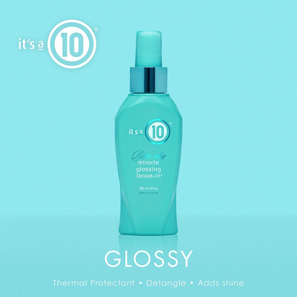 It's a 10 Miracle Blow Dry Glossing spray leave-in 4 oz lucidante