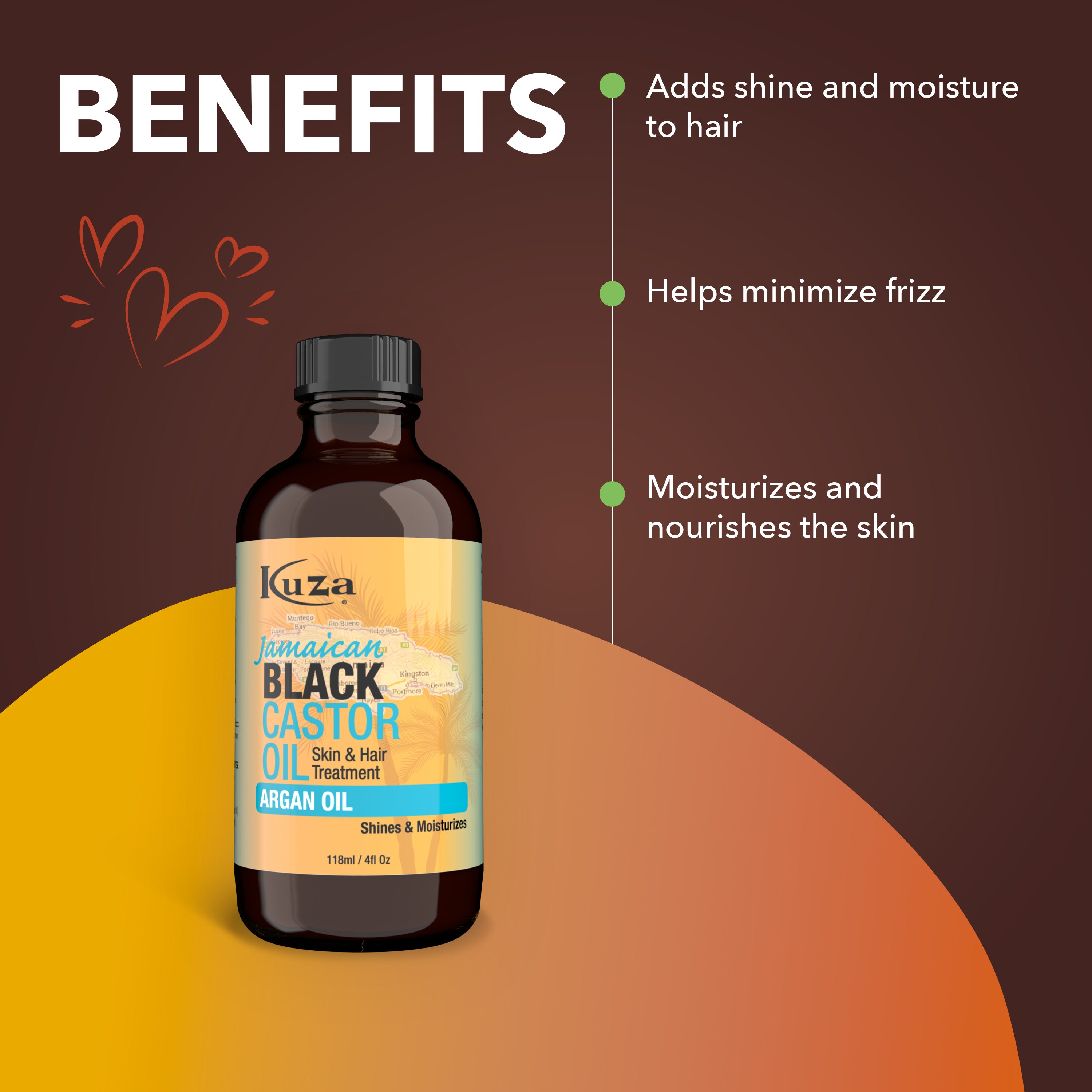 Kuza Jamaican Black Castor Oil Treatment olio capelli argan 118 ml anticrespo