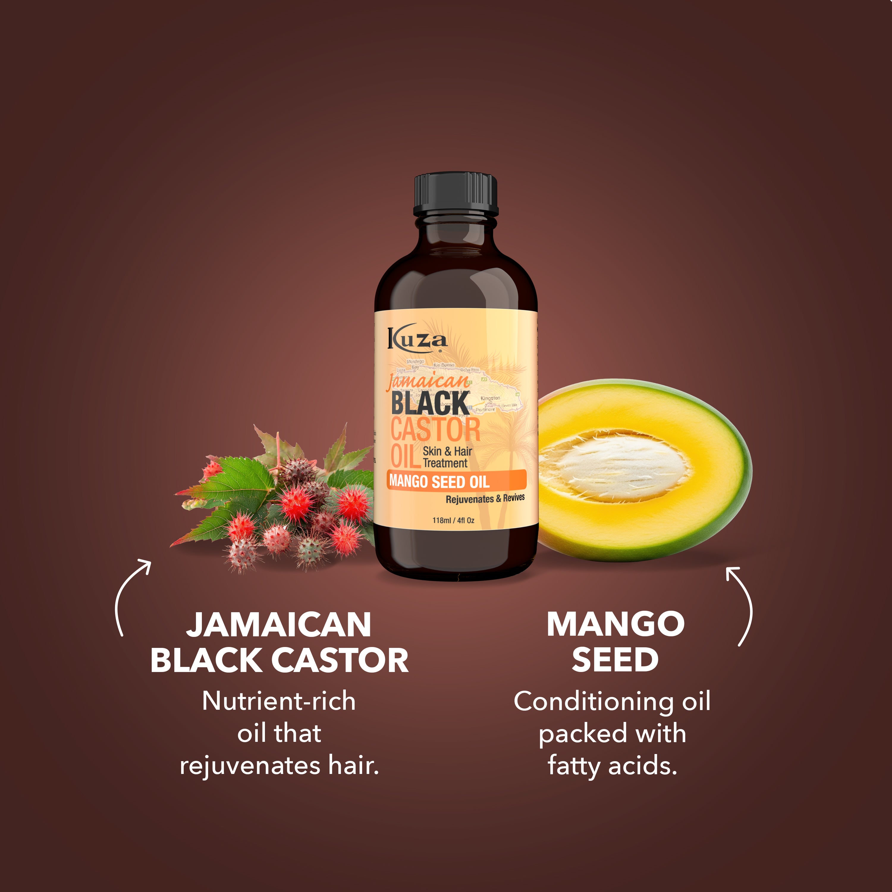 Kuza Jamaican Black Castor Oil Treatment olio capelli mango 118 ml cute
