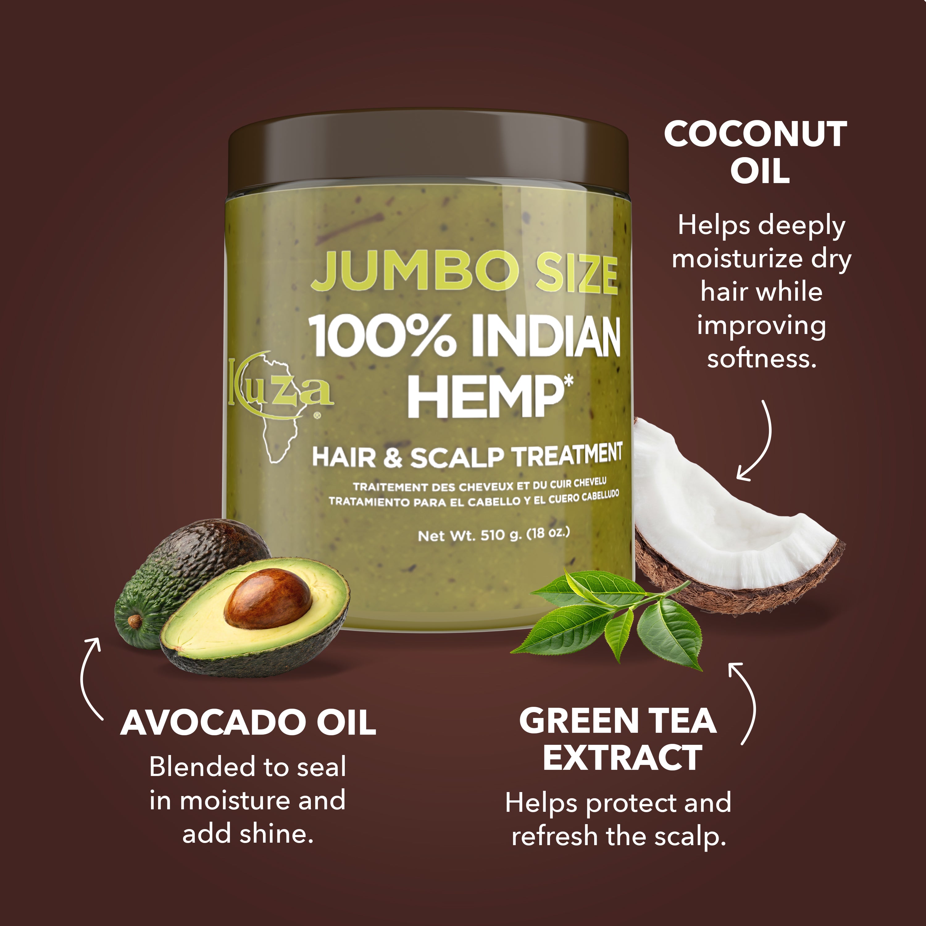 Kuza Indian Hemp trattamento capelli 510 g idratante