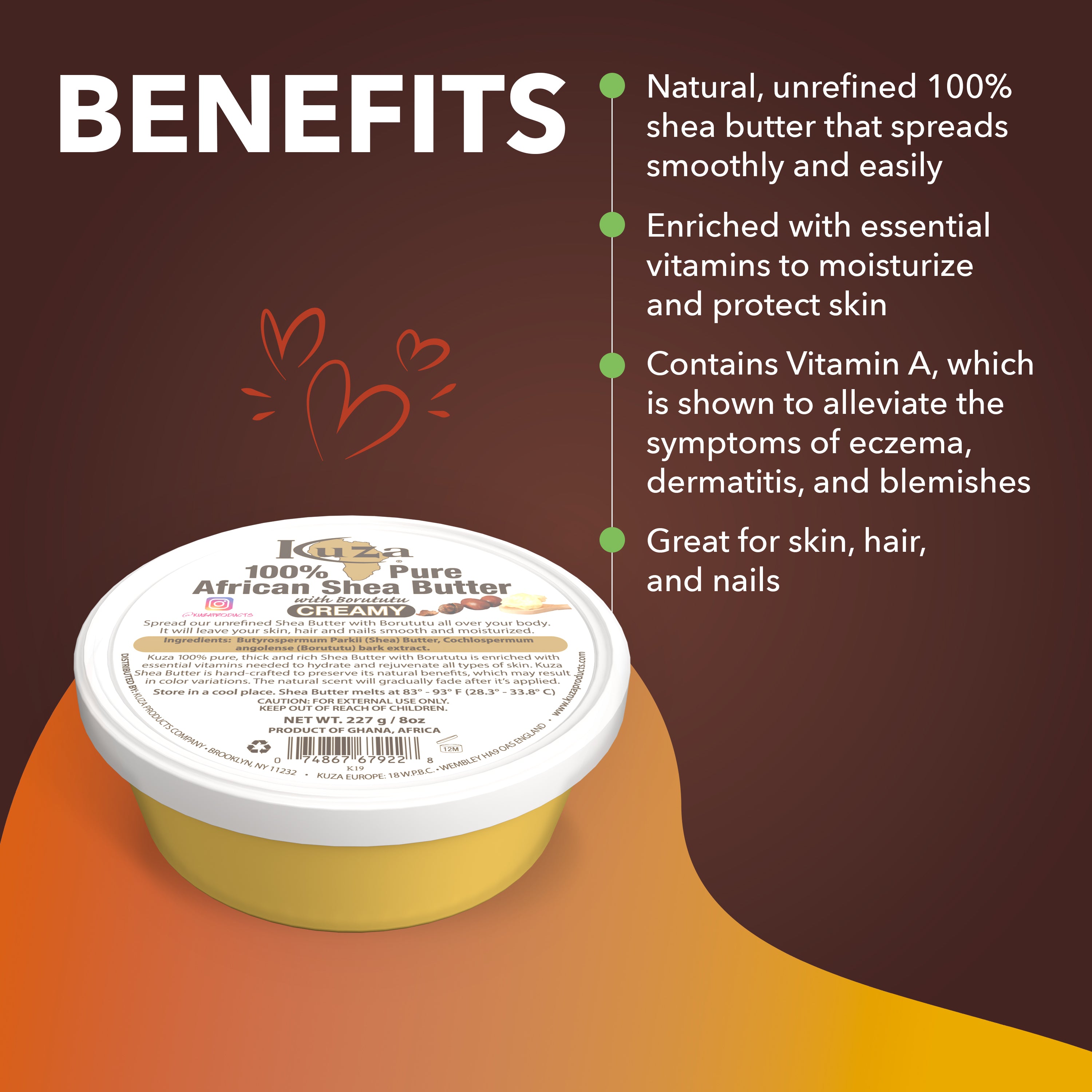 Kuza African Shea Butter burro corpo creamy yellow 227 g idratante