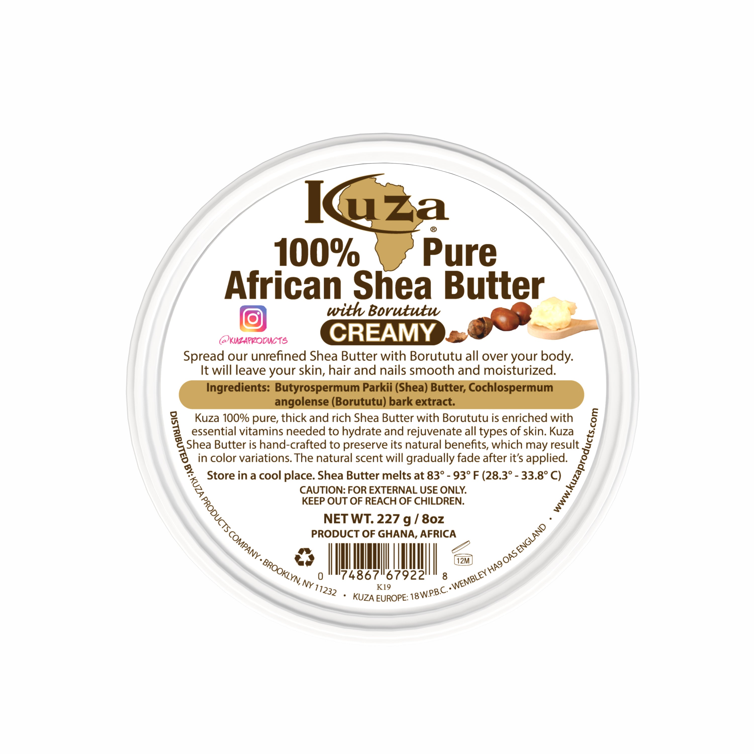 Kuza African Shea Butter burro corpo creamy yellow 227 g idratante