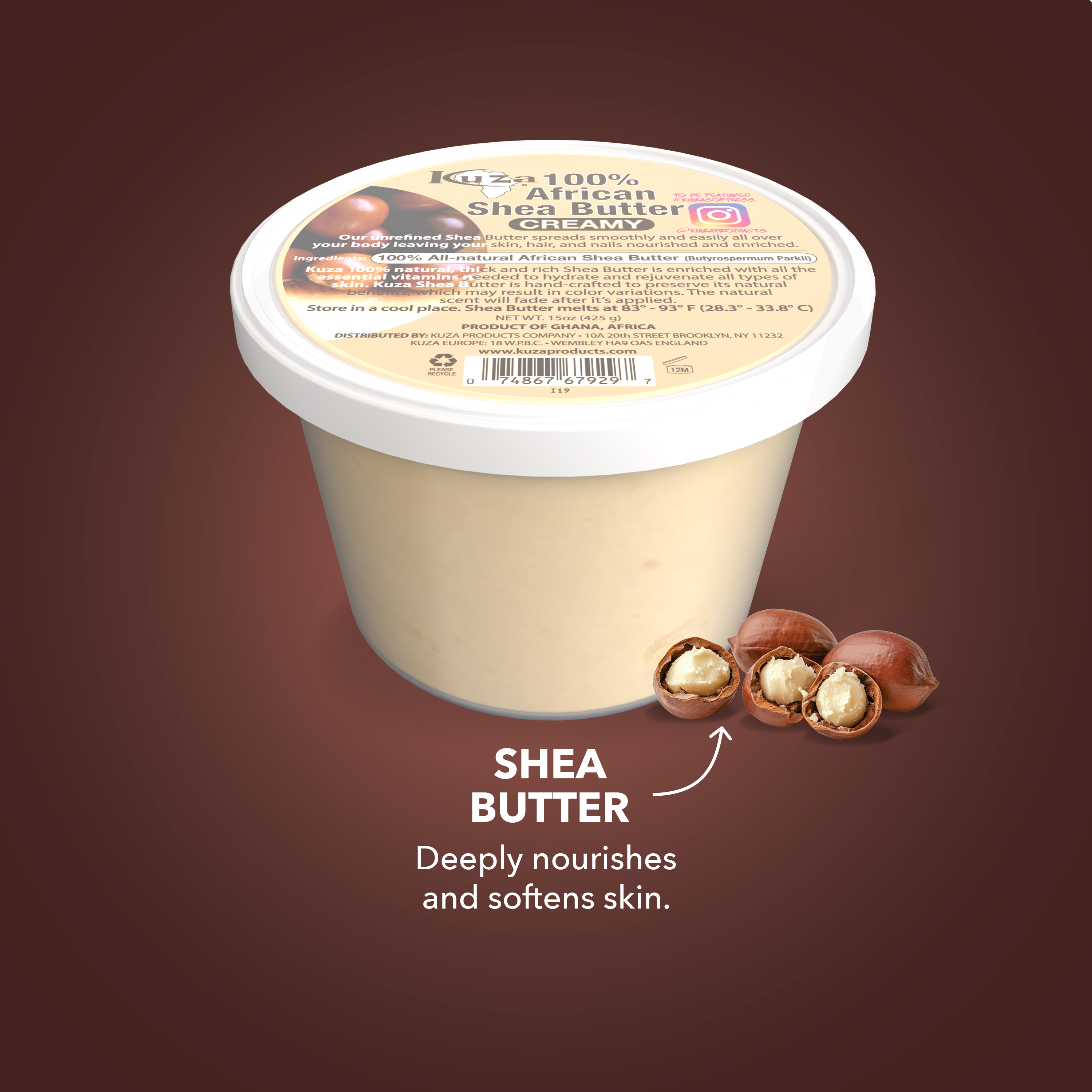 Kuza African Shea Butter burro bianco 425 g nutriente