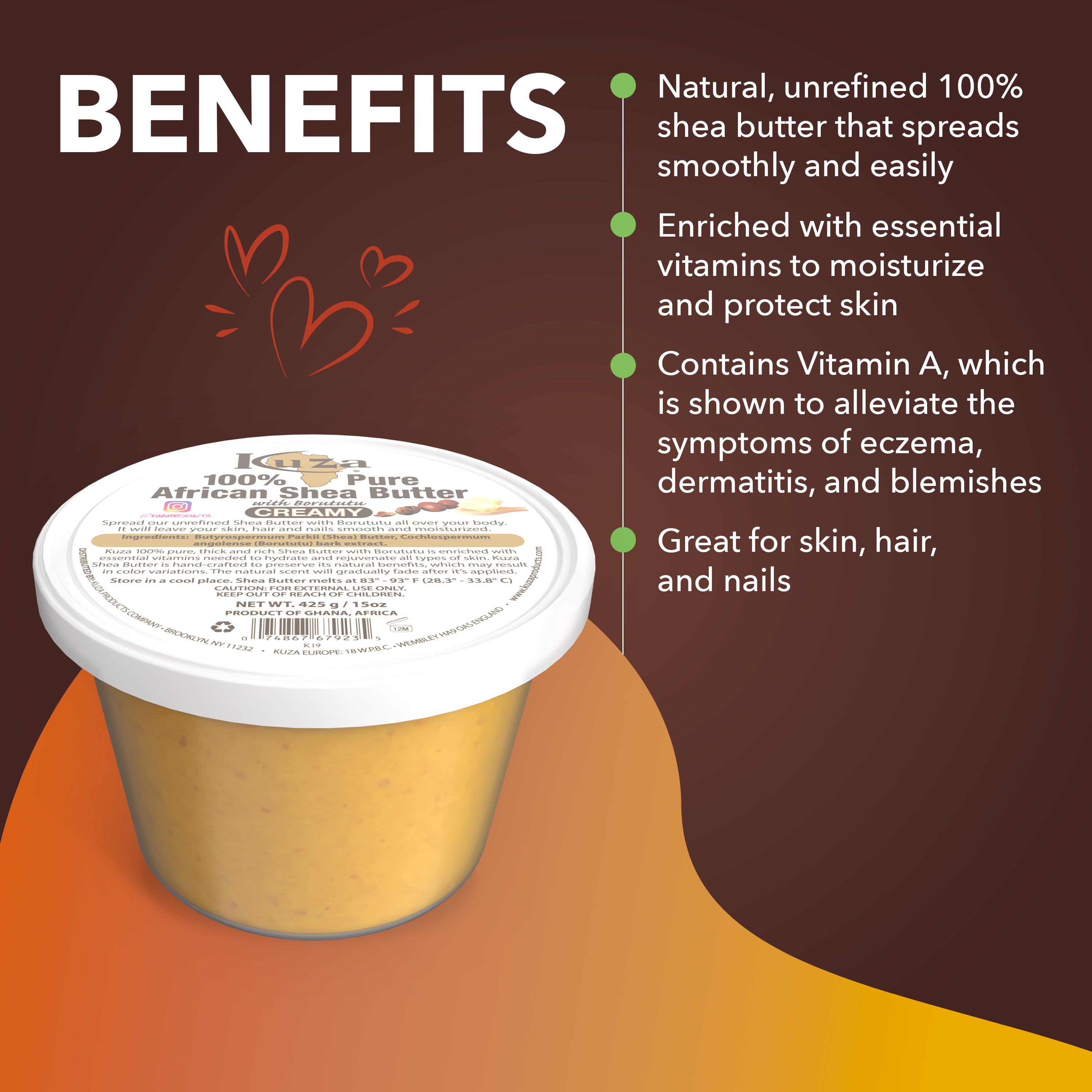 Kuza African Shea Butter burro giallo 425 g idratante
