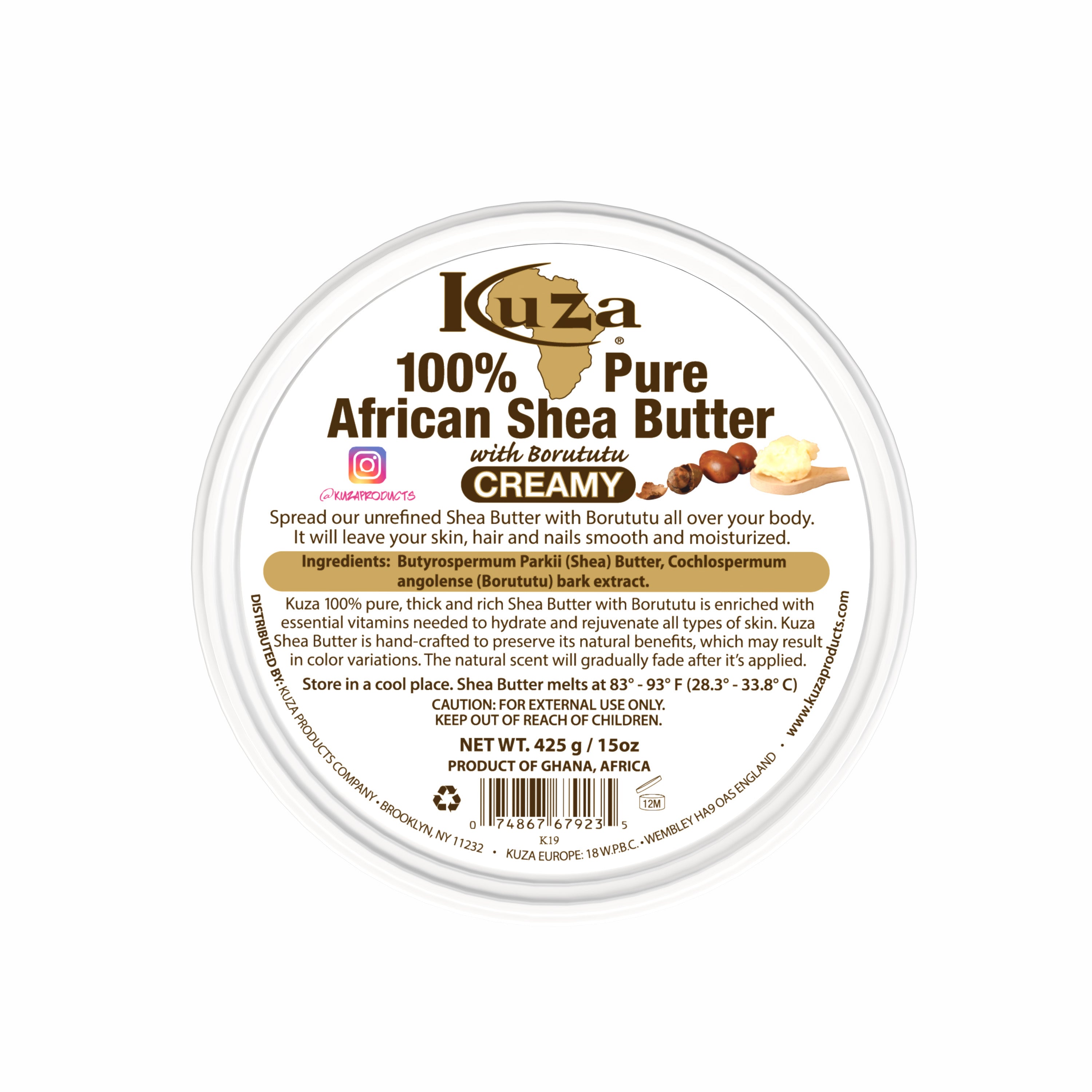 Kuza African Shea Butter burro giallo 425 g idratante